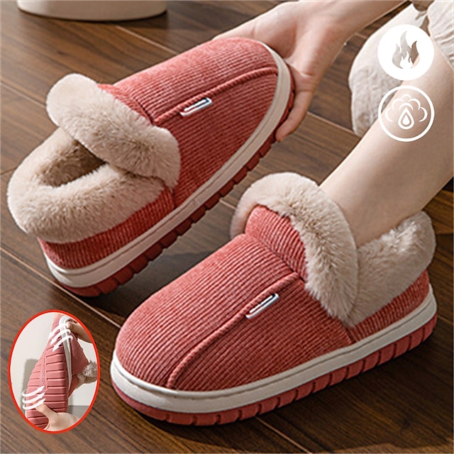  Women's Slippers Fuzzy Slippers Fluffy Slippers House Slippers Warm Slippers Home Daily Solid Color Winter Platform Flat Heel Open Toe Fashion Casual Minimalism Polyester Faux Fur Loafer Red Purple