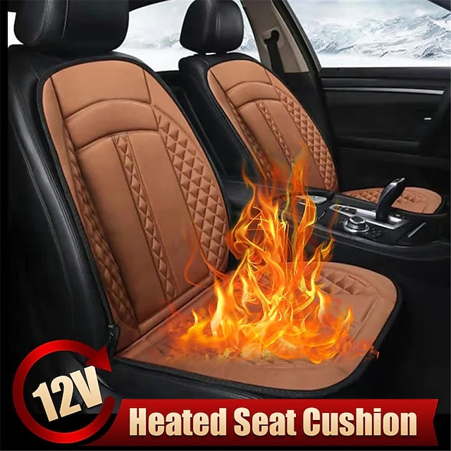  Almofadas de assento aquecidas para carro 12v, aquecedor de assento de inverno, capa de assento único e duplo, acessórios de cobertura de assento aquecido elétrico para inverno