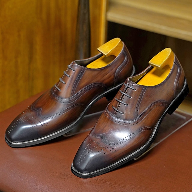  Hombre Oxfords Zapatos formales Zapatos De Vestir Zapatos de Paseo Casual Diario Cuero Cómodo Botines / Hasta el Tobillo Mocasín Negro Marrón Primavera Otoño