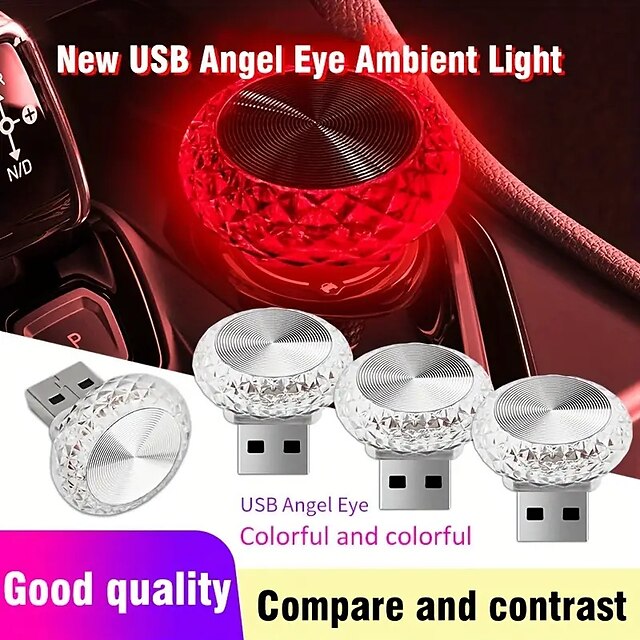  Starfire Car USB Atmosphere Light Disc Type LED Car Romantic USB Decorative Angel Eye Atmosphere Light