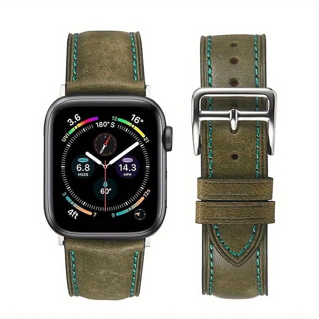  Lederband Kompatibel mit Apple Watch Armband 38mm 40mm 41mm 42mm 44mm 45mm 49mm Robust Luxus Verstellbar Echtes Leder Ersatzarmband für iwatch Series Ultra 8 7 SE 6 5 4 3 2 1