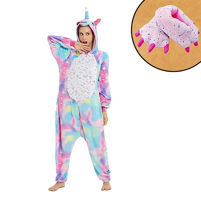  sæt med flannel onesie kigurumi pyjamas klo hjemmesko 2 stk sæt nattøj camouflage kanin kanin enhjørning dyr voksne unisex hyggeligt hjemmetøj