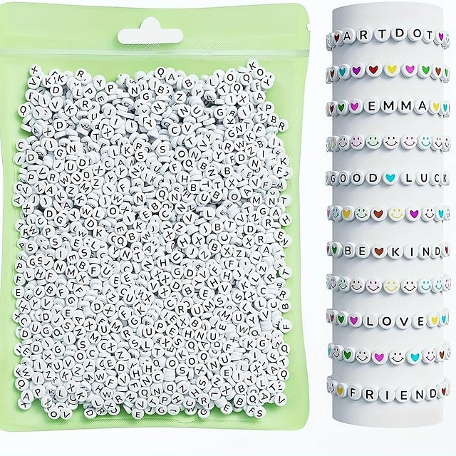  800 Stück Buchstabenperlen in 28 Stilen, bunte Perlen mit lächelndem Gesicht, Herzperlen-Set für DIY-Armbänder, Halsketten, Ohrringe, Kunsthandwerk, Kleinunternehmen, Schmuckherstellungsbedarf