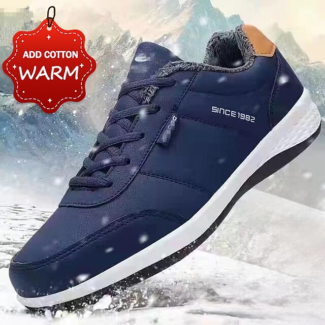  Men's Sneakers Running Walking Business Sporty Casual Outdoor Daily PU Breathable Black A Blue A Black plush Summer Spring
