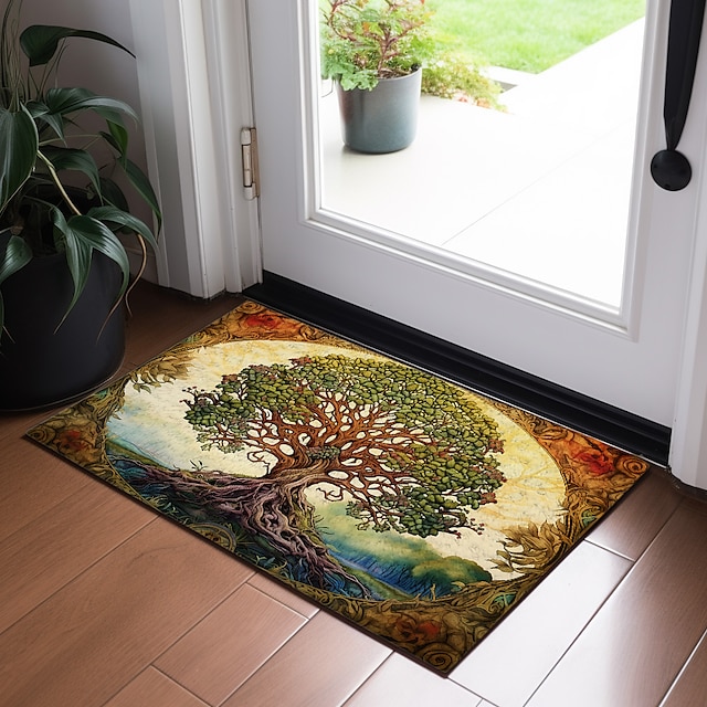  עץ החיים ציור שטיחון מחצלות שטיחים שטיחים רחיצים למטבח שטיח עמיד בפני החלקה שמן שטיח פנימי מחצלת חיצונית עיצוב חדר שינה מחצלת חדר רחצה שטיח כניסה שטיח