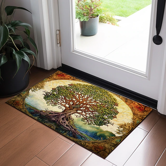 Tree of Life Painting Doormat Floor Mats Washable Rugs Kitchen Mat Non-Slip Oil Proof Rug Indoor Outdoor Mat Bedroom Decor Bathroom Mat Entrance Rug 6