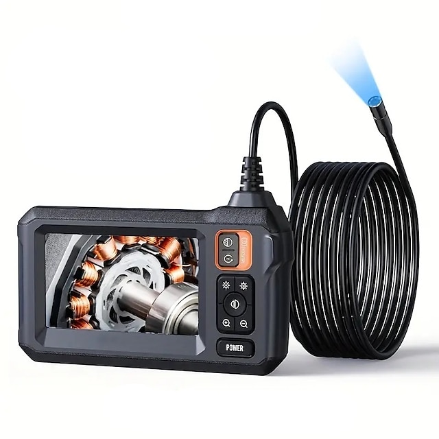  Endoscope HD Caméra d'inspection à écran IPS de 4,3 pouces Caméra endoscope étanche éclairée Caméra à col de cygne semi-rigide de 16,5 pieds pour la plomberie de la maison de voiture