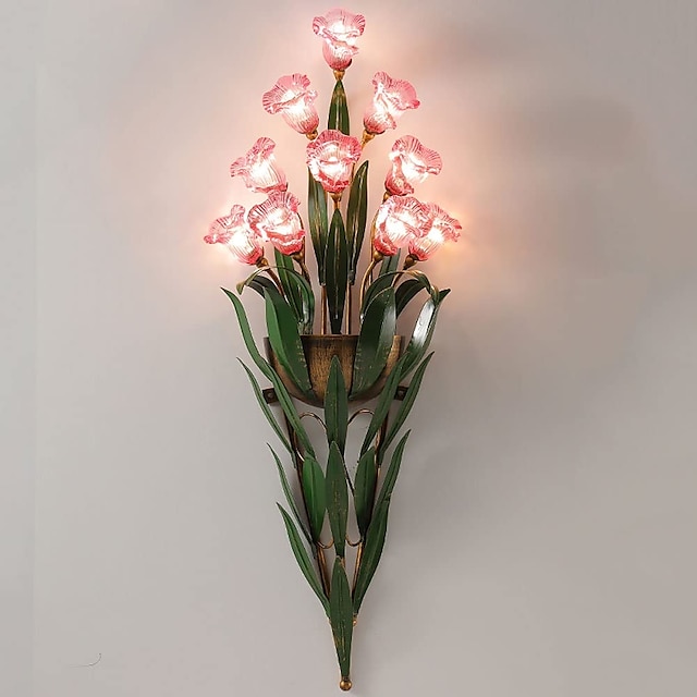  arandelas de parede design de flores g4 * 6 luminária de cabeceira led com iluminação de vaidade de vidro de metal lâmpadas de parede de metal para corredor de quarto 110-240v