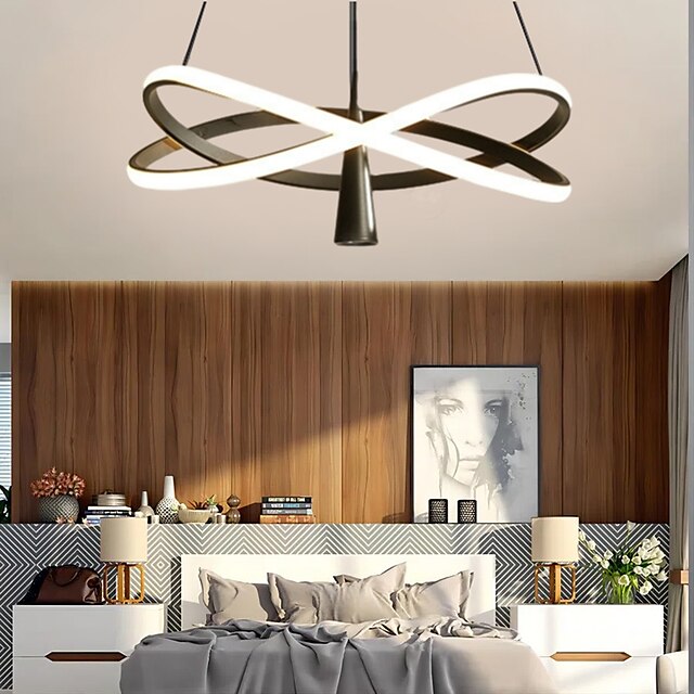  lampada a sospensione a led 48 cm cerchio design alluminio elegante minimalista finiture verniciate sala da pranzo in stile nordico luci della cucina 110-240v