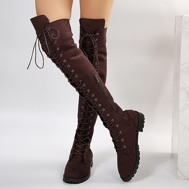 Women's Boots Plus Size Lace Up Boots Outdoor Daily Over The Knee Boots ...