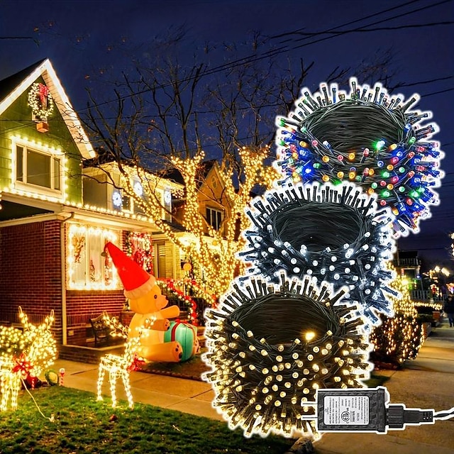  Christmas String Lights for Outdoor & Indoor, Waterproof Led Fairy Light With 8 Modes, Xmas Tree Lights Plug In for Holiday Party Wedding Decoration