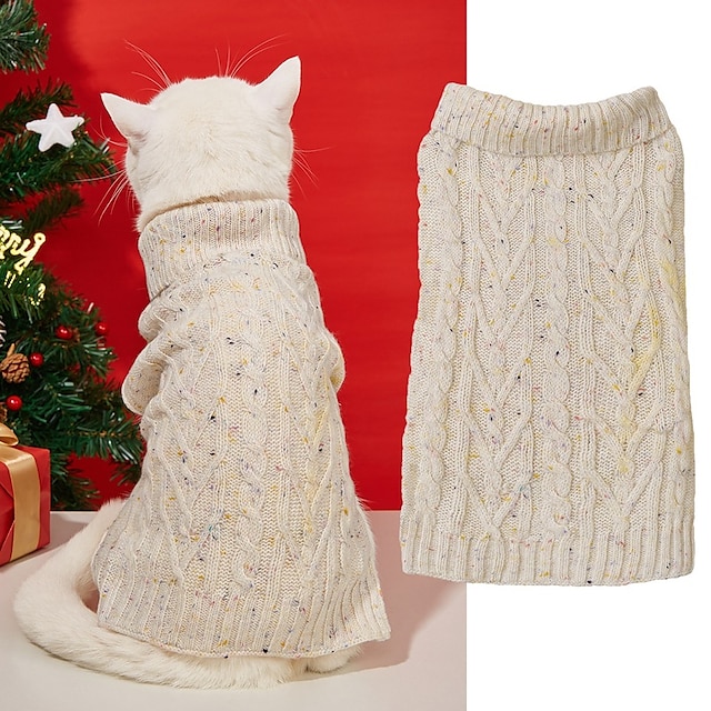  Hundepullover Pullover Hundekleidung Pullover Winter Hundemantel Rollkragenpullover Strickpullover mit goldenem Garn für kleine Hunde