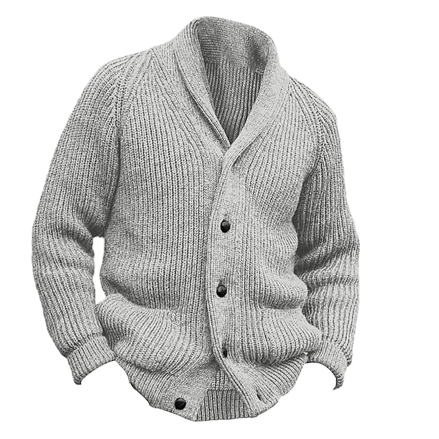  Men's Cardigan Sweater Chunky Cardigan Cropped Sweater Cable Knit Regular Button Up Plain Lapel Vintage Warm Ups Casual Daily Wear Clothing Apparel Raglan Sleeves Fall Winter Black Green M L XL