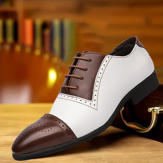  رجالي أوكسفورد أحذية رسمية أحذية بولوك البس حذائك المشي عتيق مناسب للبس اليومي PU مريح دانتيل أسود وأصفر. الأبيض والأصفر أسود / أزرق ألوان متناوبة الخريف