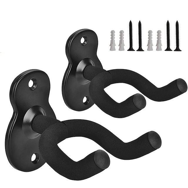  2pack gitarrhängare, väggmonterad gitarrkrok i metall för folkmusik, bas, elgitarr, klassisk gitarr