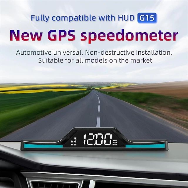 New Digital LED Speedometer Universal GPS/Beidou Car HUD Head Up Display Overspeed Alarm Free Switching of 5 Breathing Lights 12