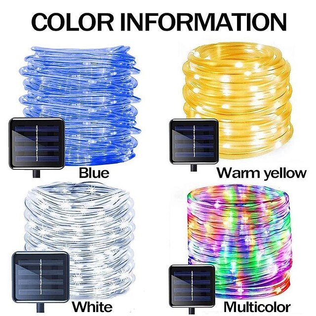 Waterproof LED Rope String Lights Outdoor Solar Rope Lights Outdoor