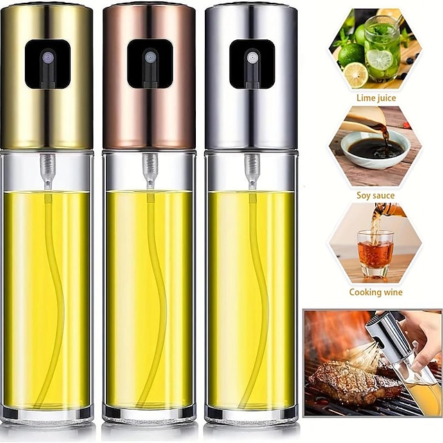  1pc 100ml/3.5oz Olive Oil Sprayer For Cooking - Oil Mister Spray Bottle Glass Reusable - Oil Dispenser Spray Bottle