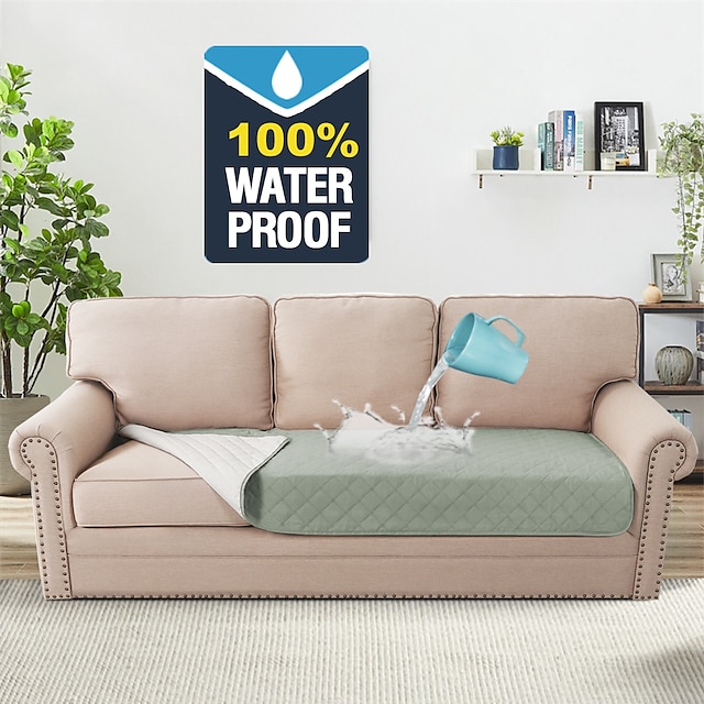  Fodera per cuscino per divano impermeabile al 100%, fodera per cuccia lavabile per cani, coperta trapuntata antiscivolo per animali domestici per fodera protettiva per cuscino del divano, fodera per