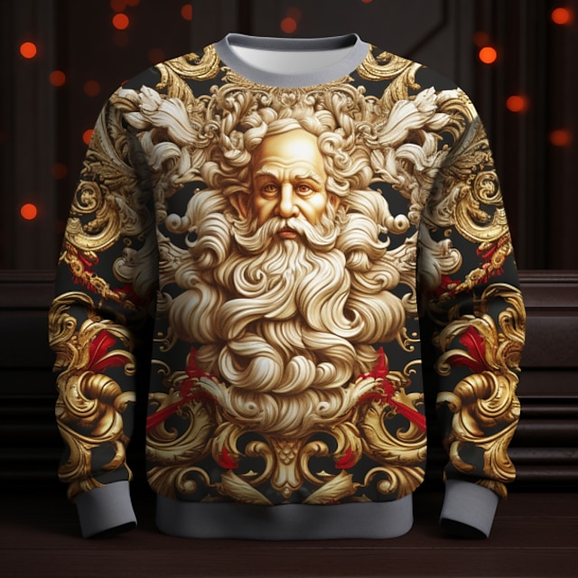  Homens Gráfico Papai Noel camisolas Moletom Manga Longa Moletom Gola Redonda Moda Diário Casual Impressão 3D Férias Feriado Para Noite Imprimir Primavera & Outono
