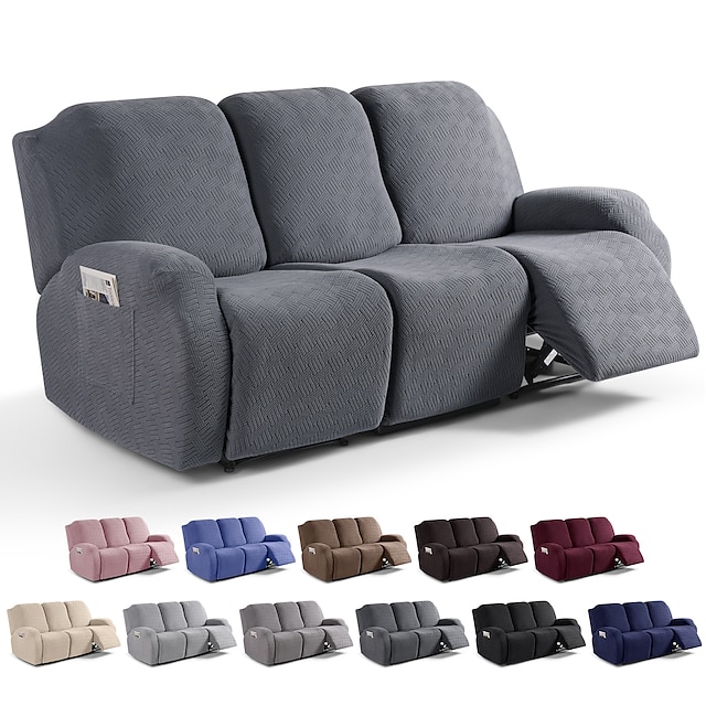  Loveseat 3 Seater Burgundy Recliner Covers Cover for Large Reclining Chair Slipcover Seat Reversible Washable Protector with Elastic Adjustable Straps for Kids Pets