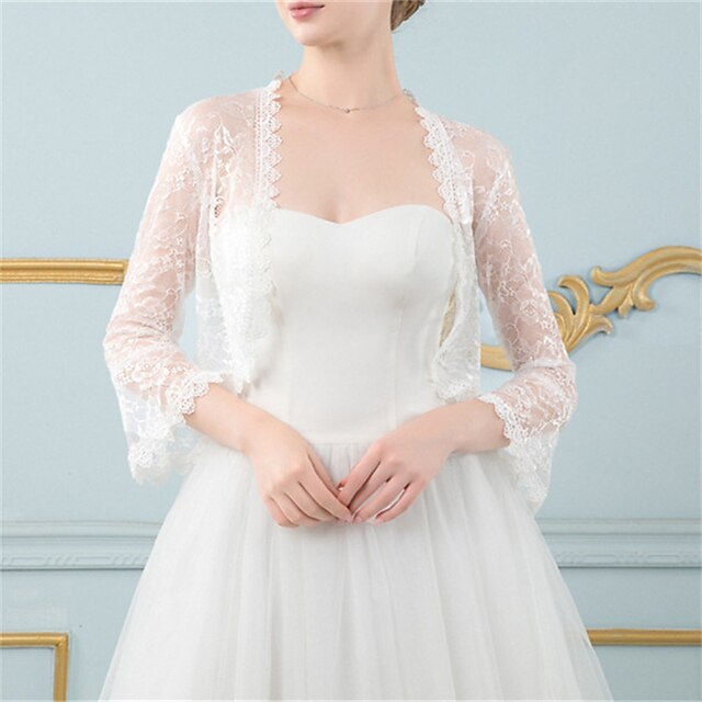  Sjalar Sjalar till damer Bolero Elegant Brudkläder Långärmad Spets Brudsjalar Med Blomma Till Bröllop Vår & sommar