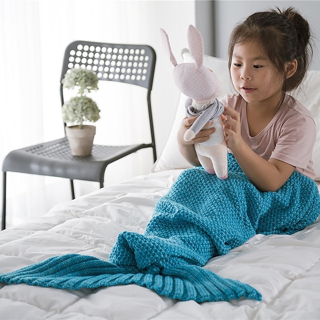  simpelt havfruetæppe havfruehale strikket tæppe til baby personlig babytæpper