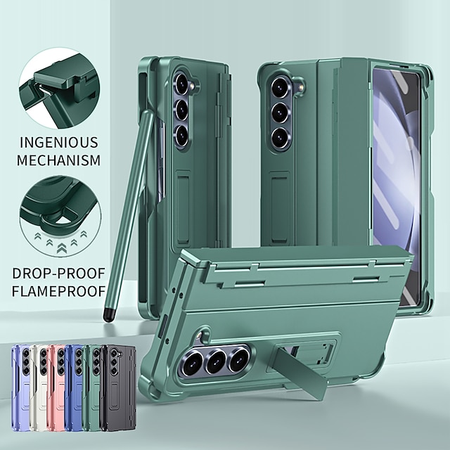  teléfono Funda Para Samsung galaxia Z Fold 5 Funda Trasera con Soporte y protector de pantalla Magnética Color sólido ordenador personal