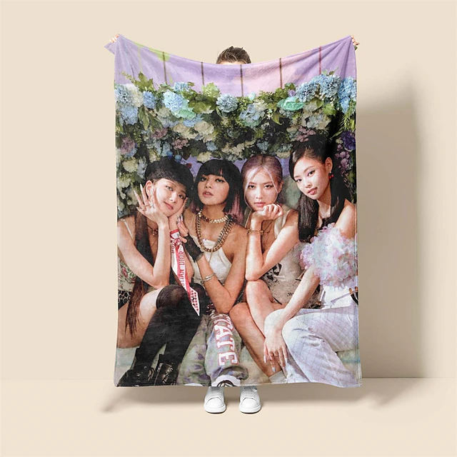 Blackpink Pattern Soft Throws Blanket,Novelty Flannel Throw Blankets Warm Printed All Seasons Gifts Home Decor Big Blanket 8