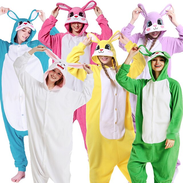  Volwassenen Kigurumi-pyjama's Nachtmode Onesie pyjamas Konijn Dier dier Onesie pyjama's Pyjama Grappig kostuum Knuffelfleece Cosplay Voor Mannen & Vrouwen Maskerade Dieren nachtkleding spotprent