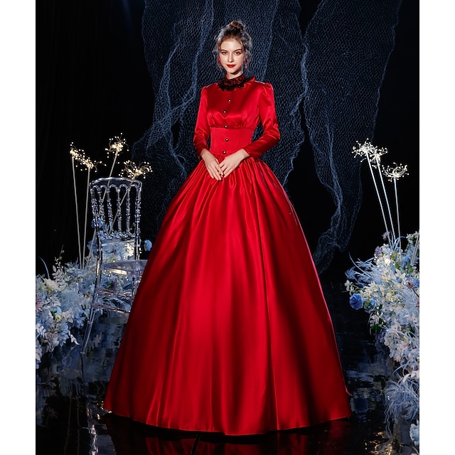  Γκόθικ Βικτοριανό Εμπνευσμένο από Βίντατζ Μεσαίωνα Φορέματα Κοστούμι πάρτι Φόρεμα χορού Πριγκίπισσα Σαίξπηρ Γυναικεία Συμπαγές Χρώμα Βραδινή τουαλέτα Χριστούγεννα Πάρτι Βραδινό Πάρτυ Μασκάρεμα Φόρεμα