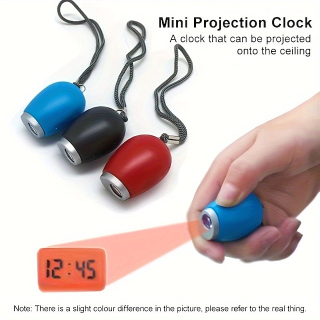  Kreative elektronische Projektionsuhr, LED-Digitaluhr, tragbare Mini-Projektionsuhr, Taschenlampe, Schlüsselanhänger, Projektionsuhr