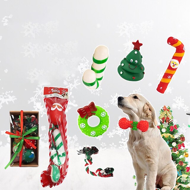  Рождественская игрушка для домашних животных, подарочная коробка, устойчивая к укусам собаки, праздничные игрушки, рождественский набор игрушек для собак