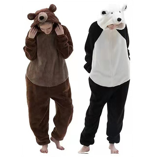  Erwachsene Kigurumi-Pyjamas Nachtwäsche Bär Tier Pyjamas-Einteiler Lustiges Kostüm Flanell Cosplay Für Herren und Damen Weihnachten Tiernachtwäsche Karikatur