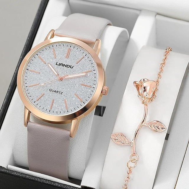  Damen-Quarzuhr, runde Strasssteine, stoßfeste Armbanduhr, 1 Stück & 1 Armband zum Valentinstag als Geschenk für ihre Frau und Mädchen