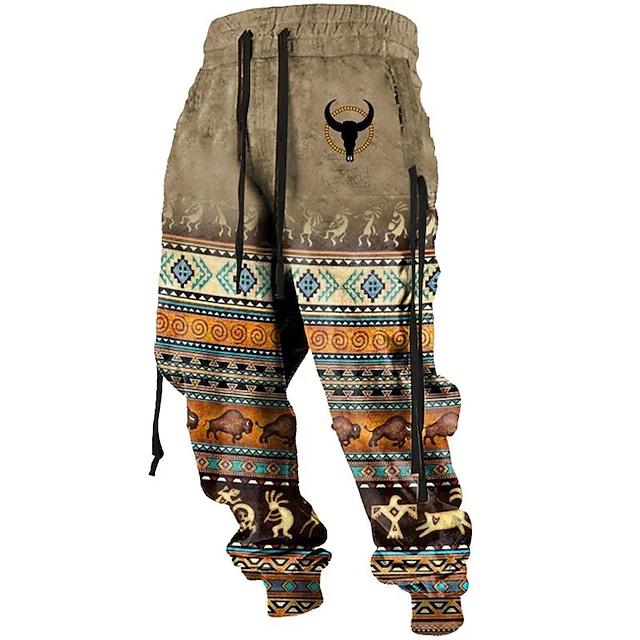 Tribal Bandana Print Vintage Men's 3D Print Sweatpants Joggers Pants Trousers Outdoor Street Casual Daily Polyester Brown S M L Mid Waist Elasticity Pants2
