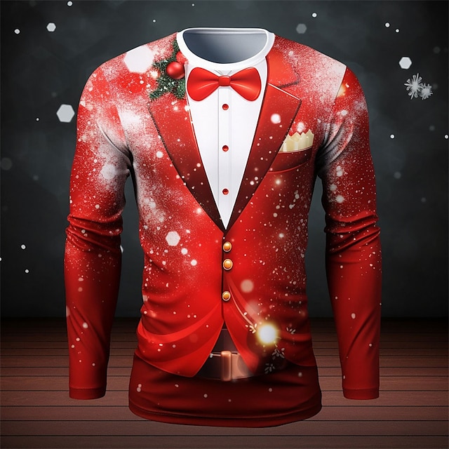  T shirt de Noël graphique de créateur  imprimé 3D  casual  pour hommes