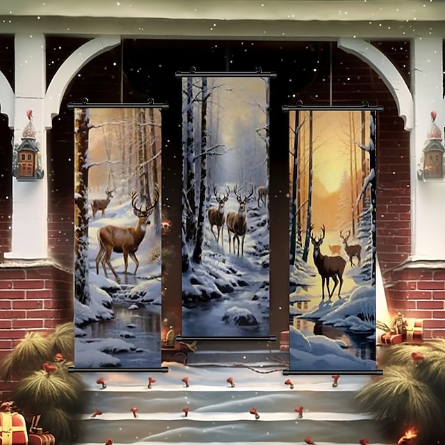  Stampe per il giorno di Natale Quadro moderno Decorazioni per la casa Regalo da appendere a parete Tela arrotolata senza cornice non stirata