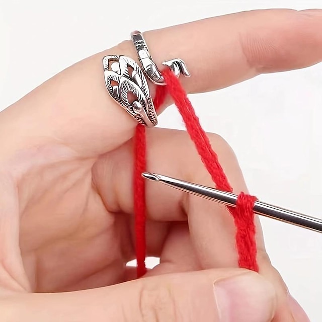  Inel de croșetat cu buclă de tricotat reglabil, ghidaj de fire inel deschis pentru degete accesorii de croșetat degetar de tricotat