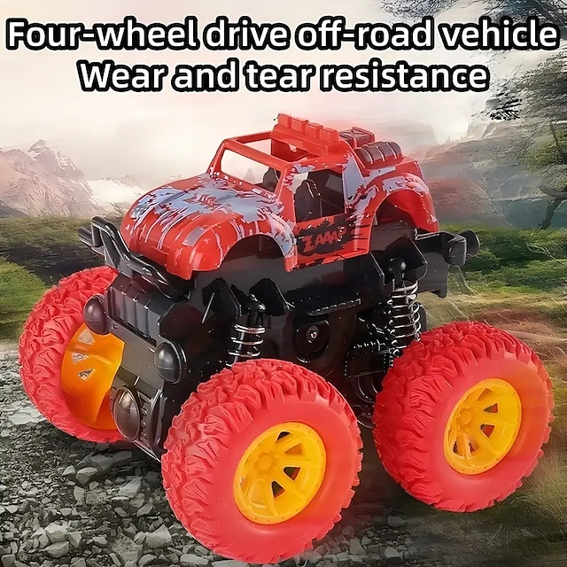  4 יחידות צעצועי רכב שטח אינרציאליים סופר עמידים מכונית טיפוס דגם מכונית תינוק ילדים עם הנעה על ארבע גלגלים מכונית צעצוע לילד