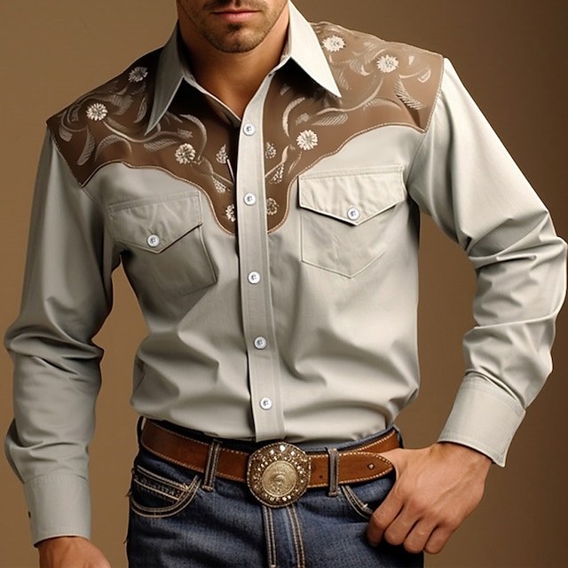 Floral Vintage Western Style Men S Shirt Western Shirt Outdoor Street   Emlgml1701313155171 