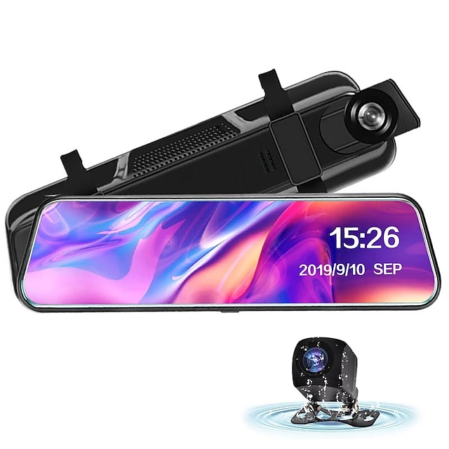  10'' hd bil-dash cam med dobbelte bakkameraer & lydkontrol - fuld skærm touch
