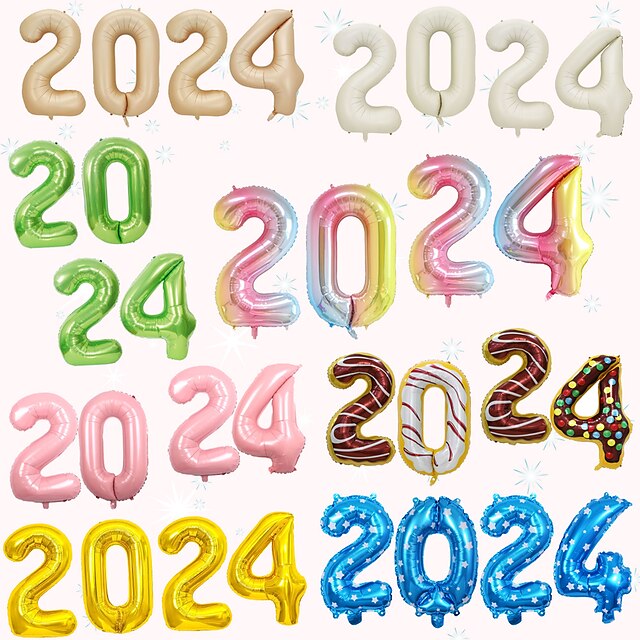 2024 Balloons, 2024 Foil Number Balloons,2024 Balloons New Year, Large