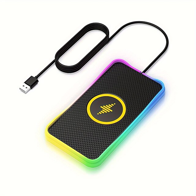  RGB Silicone Car Wireless Charger Anti Slip Pad LED Lamp Compatible With Car Charger 15W Wireless  Car Charging Pad Quick Wireless Charging Board Car Colorful Atmosphere Lamp
