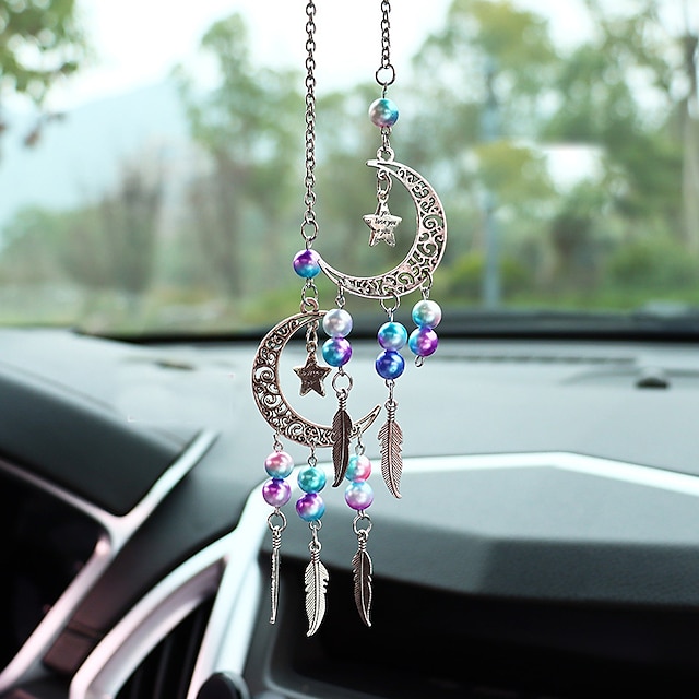  pandantiv cu oglindă retrovizoare a mașinii frumos apărător de vise - ornamente colorate cu mărgele de vânt