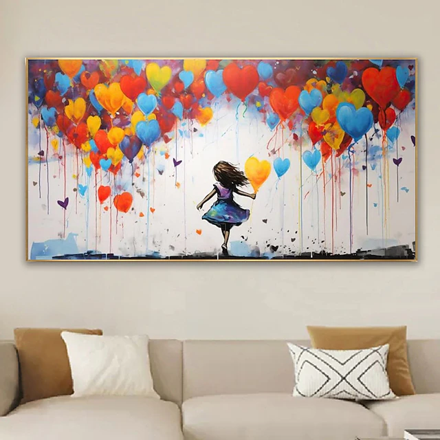 Large Balloon Girl Dream Big Dreams Graffiti Canvas Wall Art Handpainted Gril Oil Painting Street art Handmade Graffiti Art Dreams On Canvas For Home Decor No Frame 7