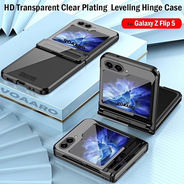  Galaxy Z Flip 6 Z Flip 5 Z Flip 4 Z Flip 3 用のHD透明クリアプラーニング ファンダ サムスン Galaxy Z Flip 5 レベリングヒンジ ケース プロテクティブカバー