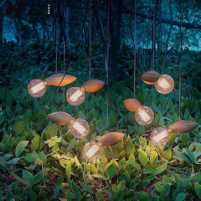  נברשת led, creative e27 מנורה תלויה תקרת עץ תאורת מסעדה תלויה אור אומנות בר בית קפה מסעדה אורות תליון מעץ מלא 110-240v