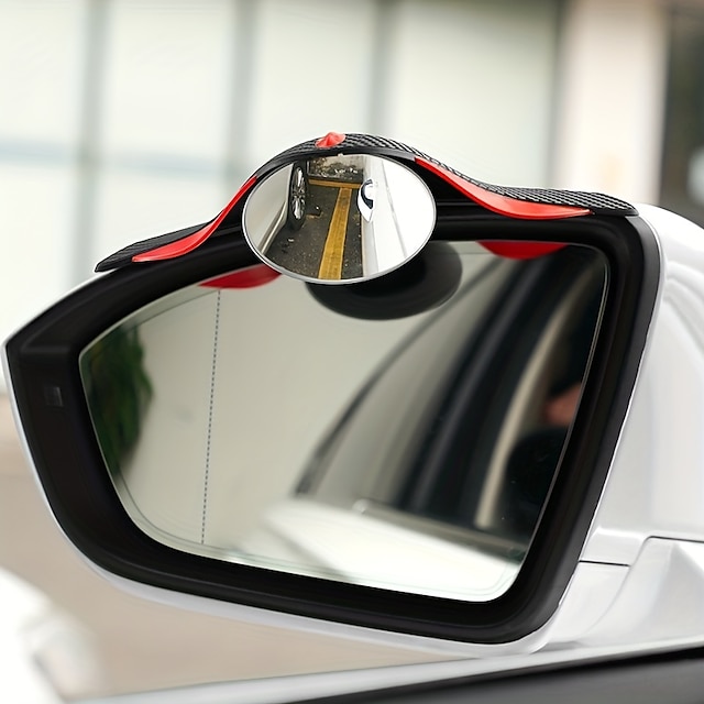  Rétroviseur à sourcils de pluie avec rétroviseur d'angle mort, miroir auxiliaire de voiture, petit miroir rond convexe réglable à 360 degrés, 2 pièces