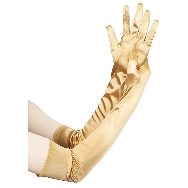 Long Opera Party 20s Satin Gloves Stretchy Adult Size Elbow Length Retro Vintage 1950s 1920s